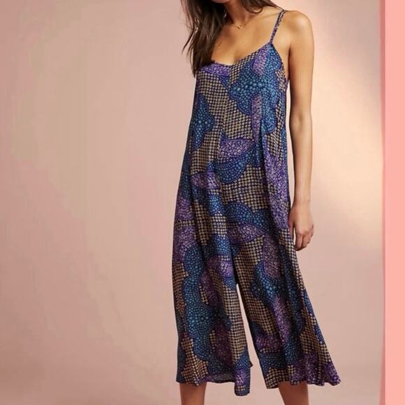 Anthropologie Floreat Daphne Multicolor Floral Print Wide Leg Jumpsuit Size XS - Picture 10 of 11